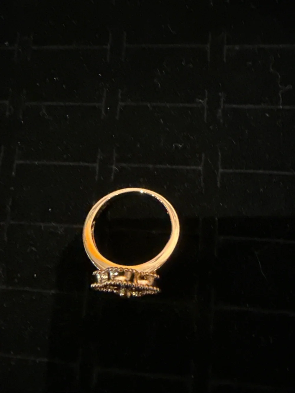 Red Agate Four-Petal Clover Ring with Gold Accents